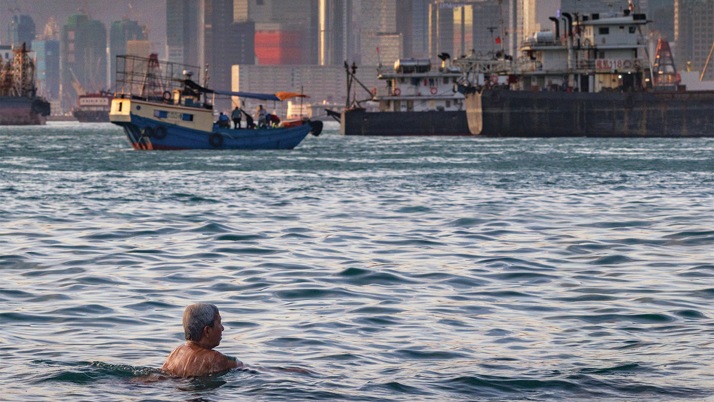 Hong Kong - Bather in Lei Yue Mun